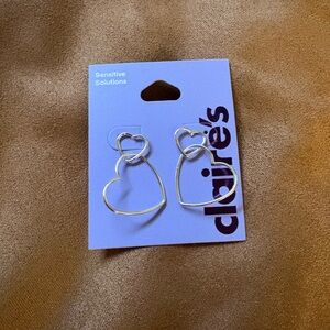 Claire's Silver Heart Hoop Earrings